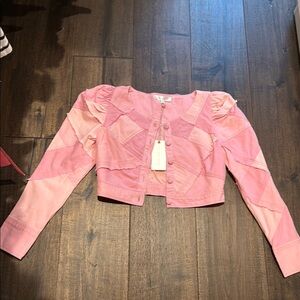 NWT LOVESHACK FANCY PATCHWORK CROP JACKET 00
